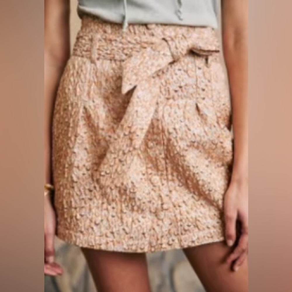 BNWT Sezane Skirt Jupe Tesse Jacquard Ecailles Rose Gold FR 44 US 12